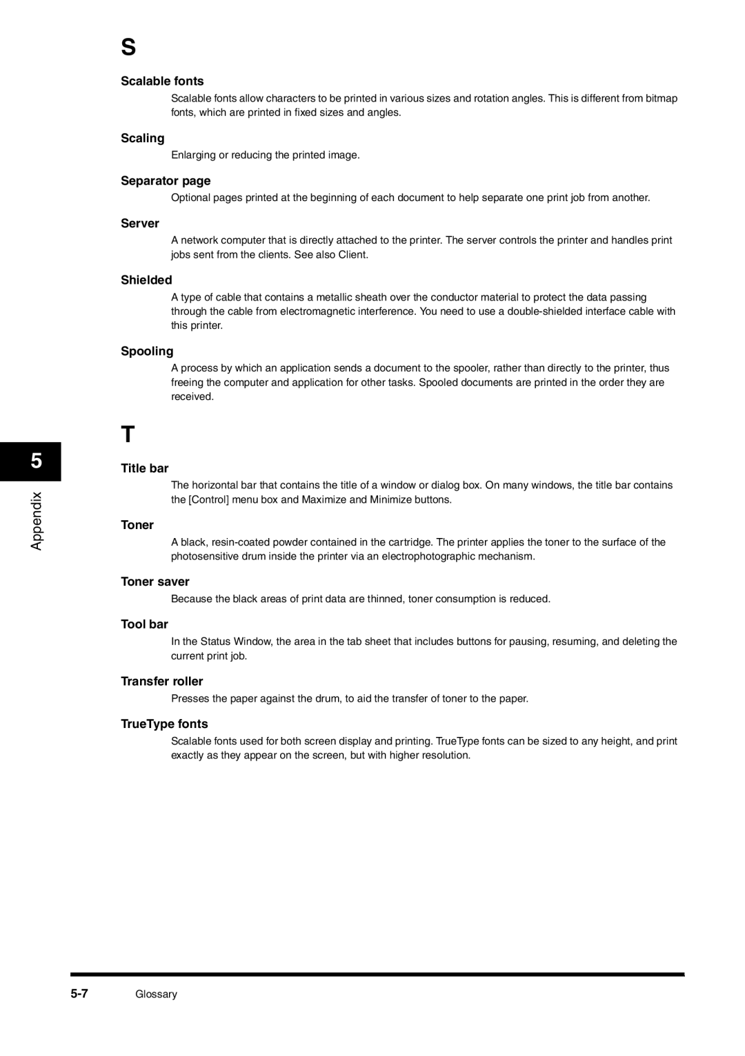 Canon FAX-L380 manual Scalable fonts Scaling 