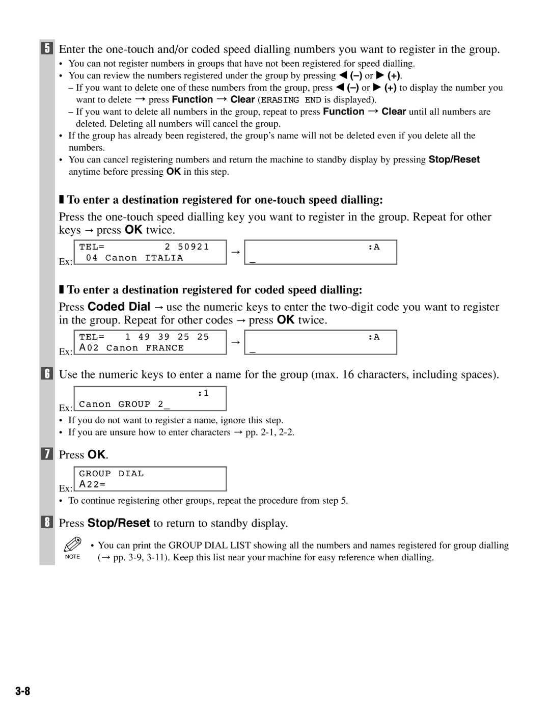 Canon FAX-L400 manual To enter a destination registered for coded speed dialling 