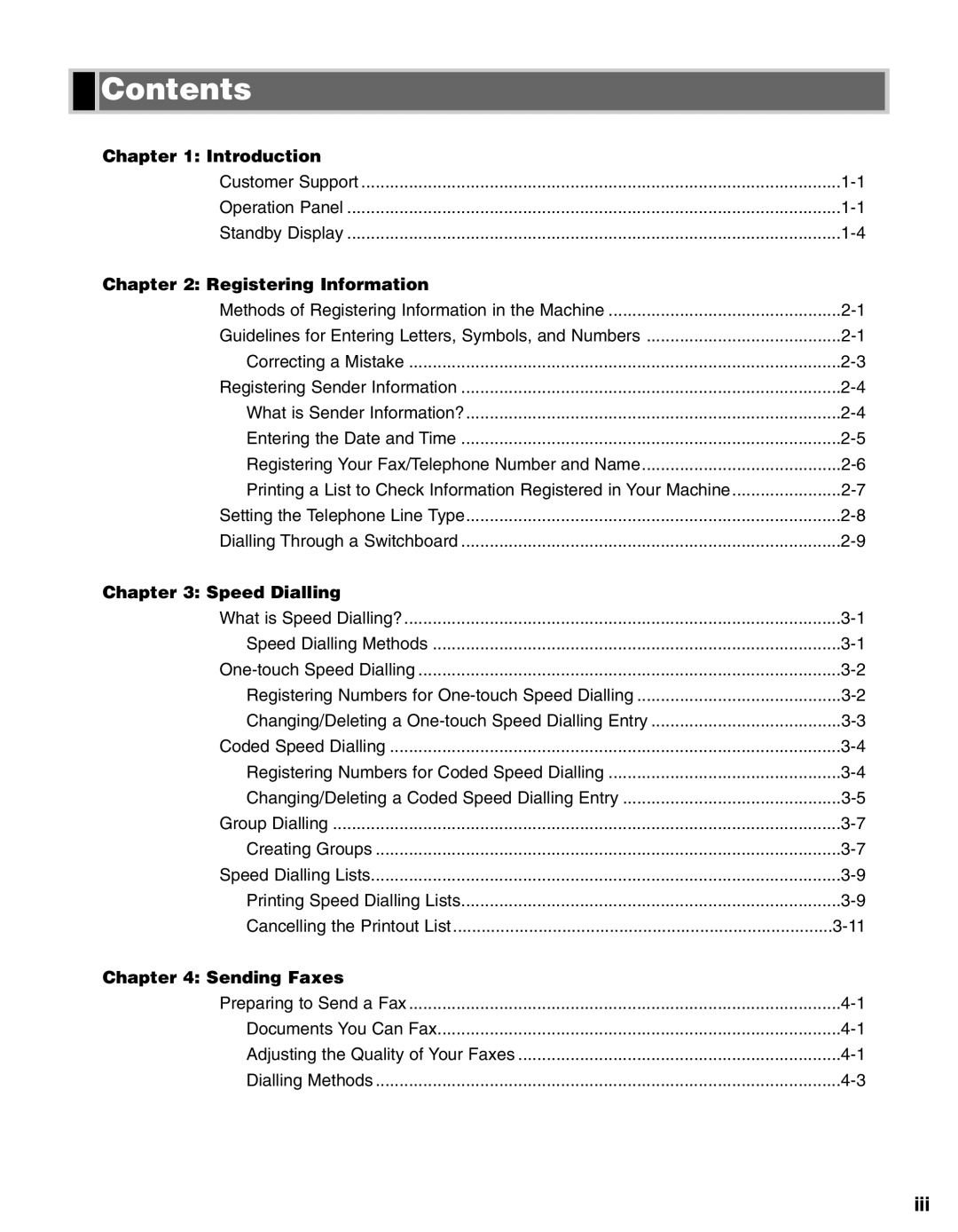 Canon FAX-L400 manual Contents 