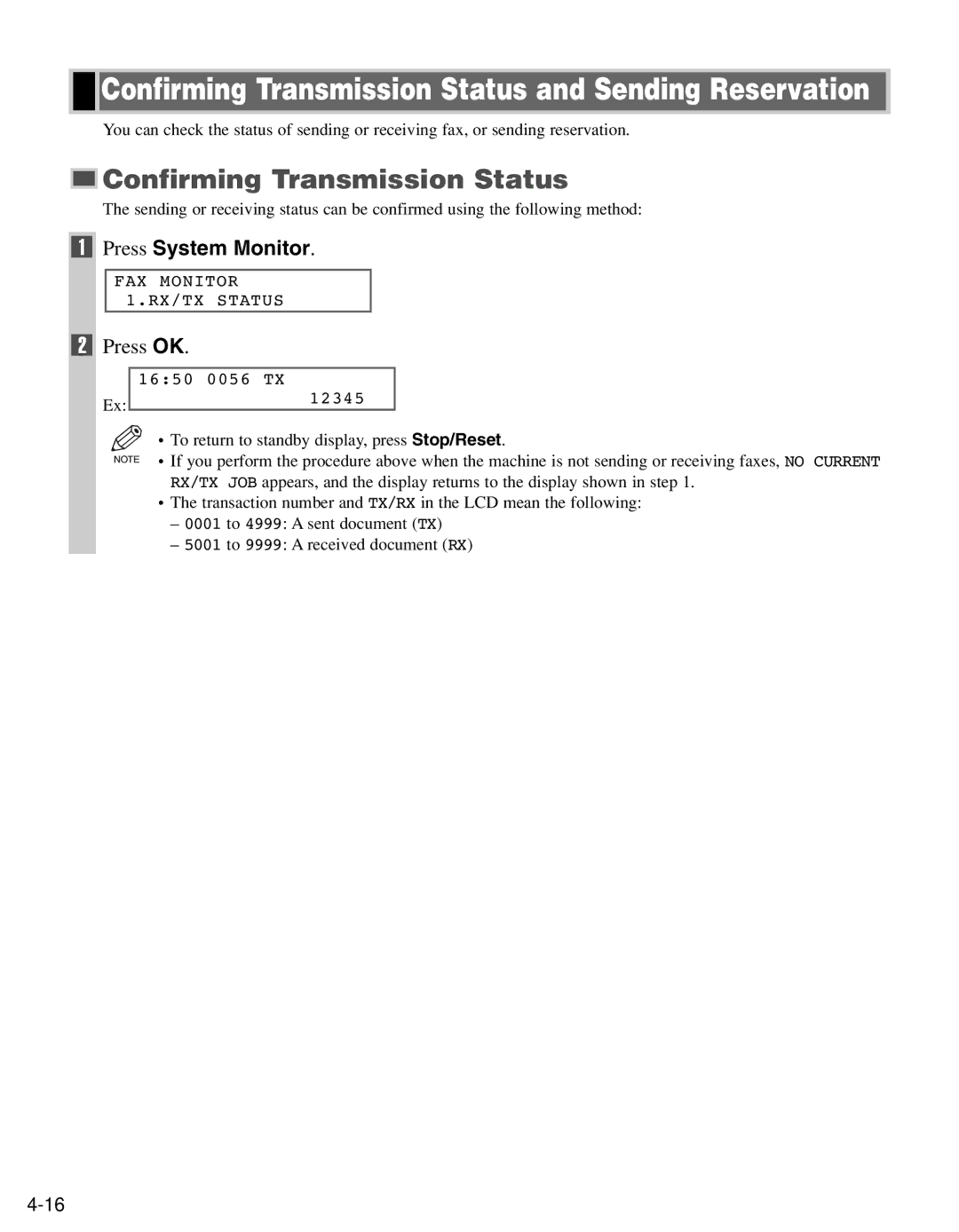 Canon FAX-L400 manual Confirming Transmission Status and Sending Reservation, Press System Monitor 