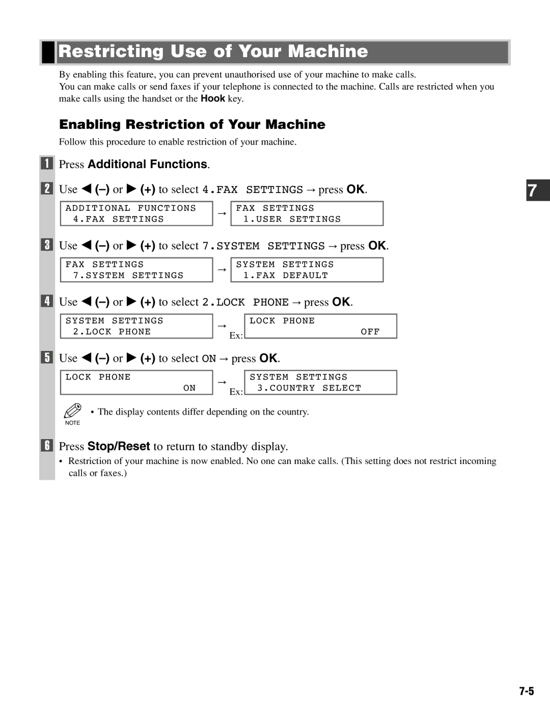 Canon FAX-L400 manual Restricting Use of Your Machine, Enabling Restriction of Your Machine 