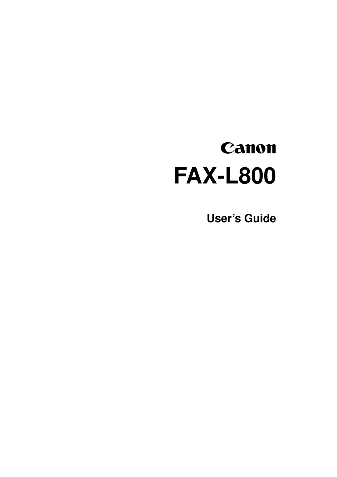 Canon FAX-L800 manual 