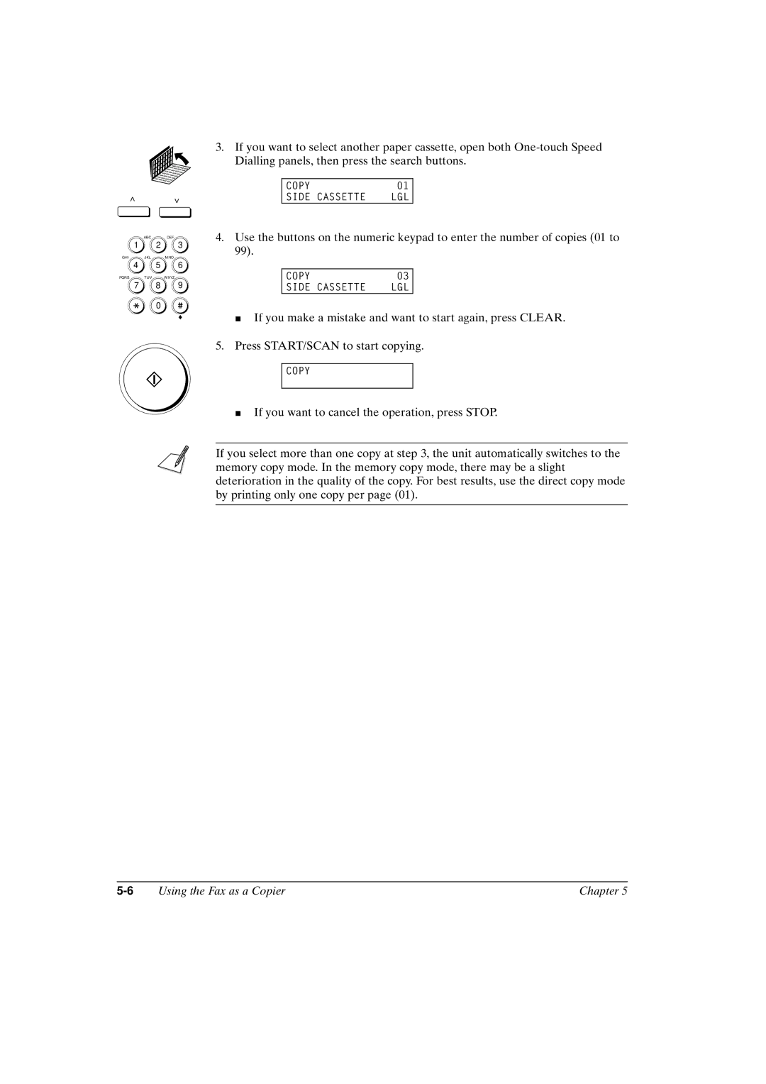 Canon FAX-L800 manual Copy Side Cassette LGL 