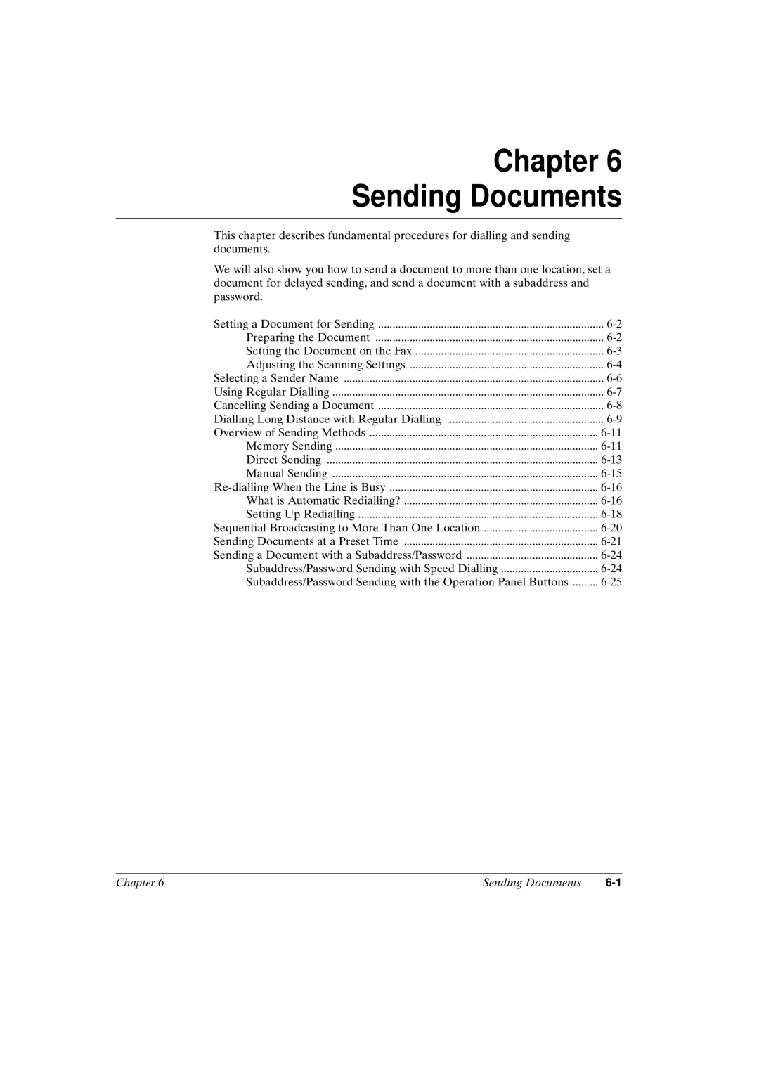 Canon FAX-L800 manual Chapter Sending Documents 