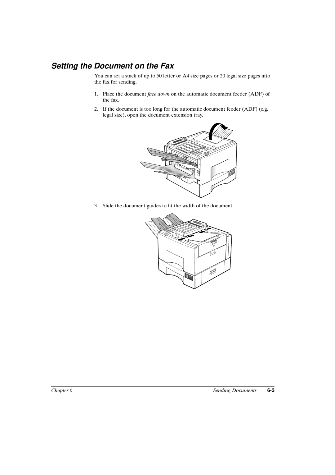 Canon FAX-L800 manual Setting the Document on the Fax 