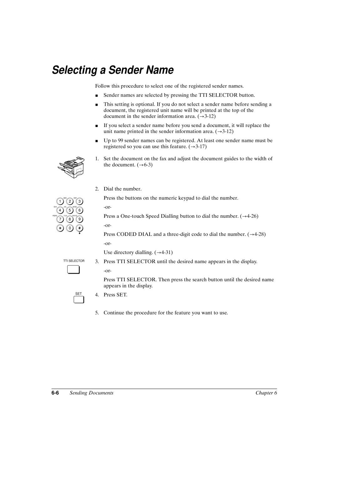 Canon FAX-L800 manual Selecting a Sender Name 