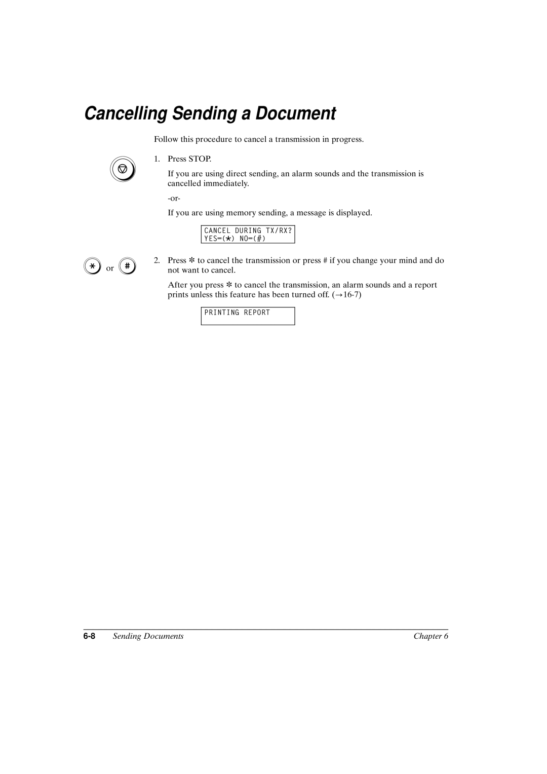 Canon FAX-L800 manual Cancelling Sending a Document 