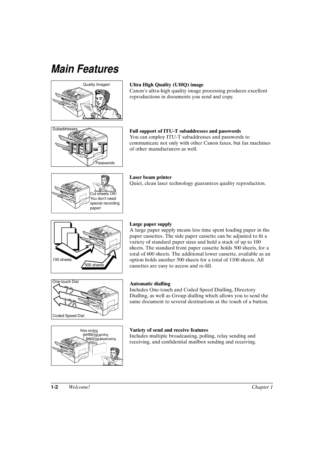 Canon FAX-L800 manual Main Features 