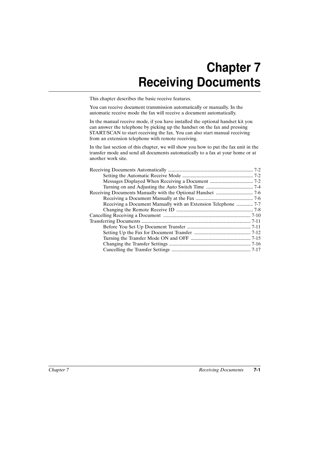 Canon FAX-L800 manual Chapter Receiving Documents 