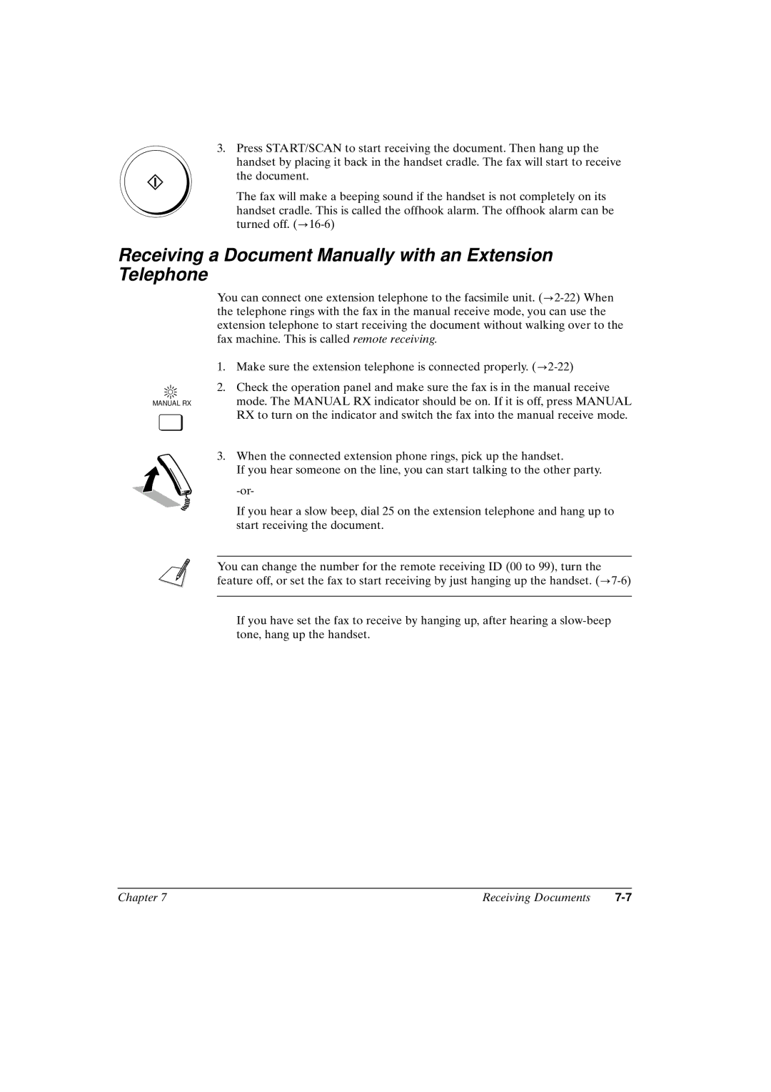 Canon FAX-L800 manual Receiving a Document Manually with an Extension Telephone 