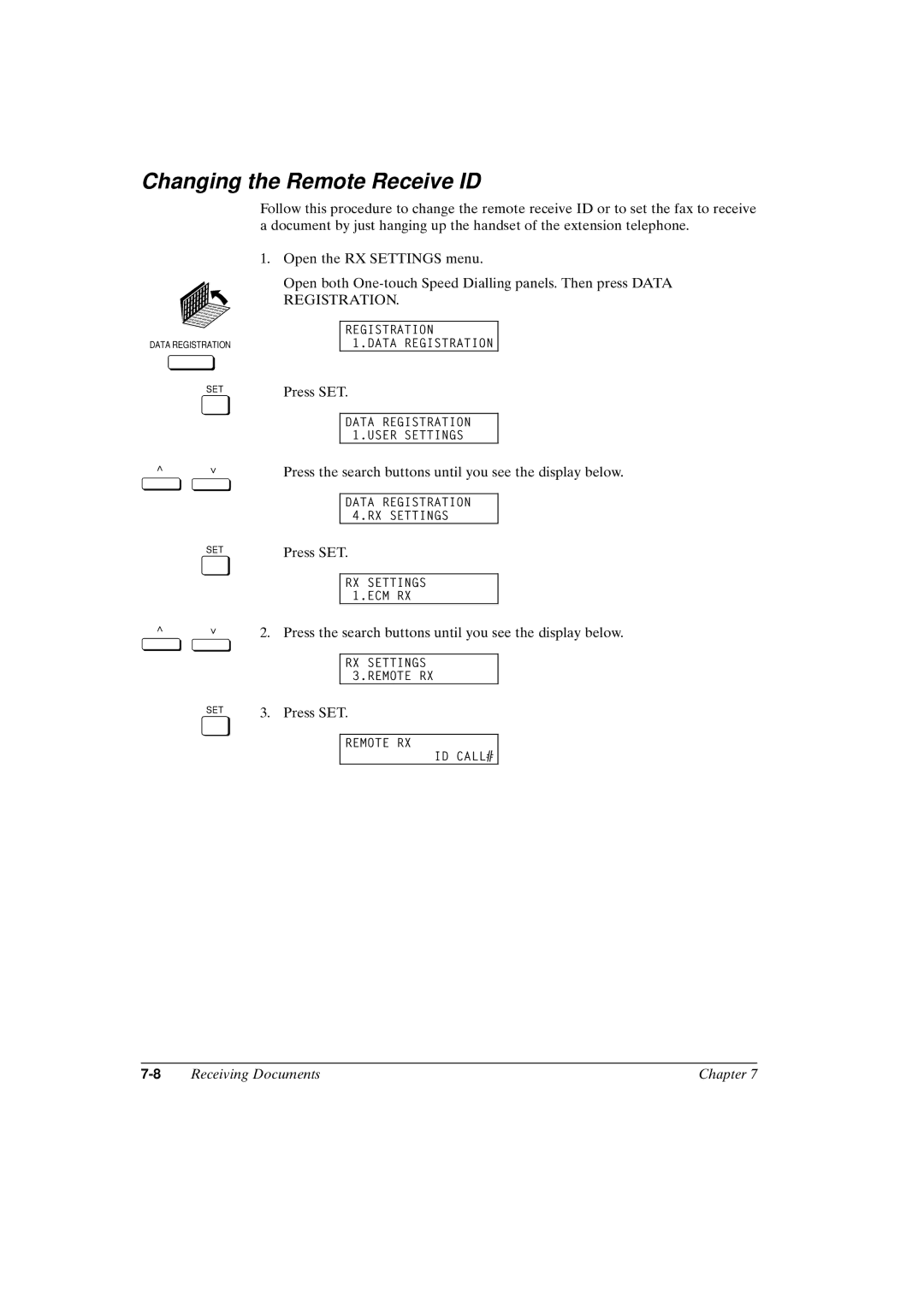 Canon FAX-L800 manual Changing the Remote Receive ID 