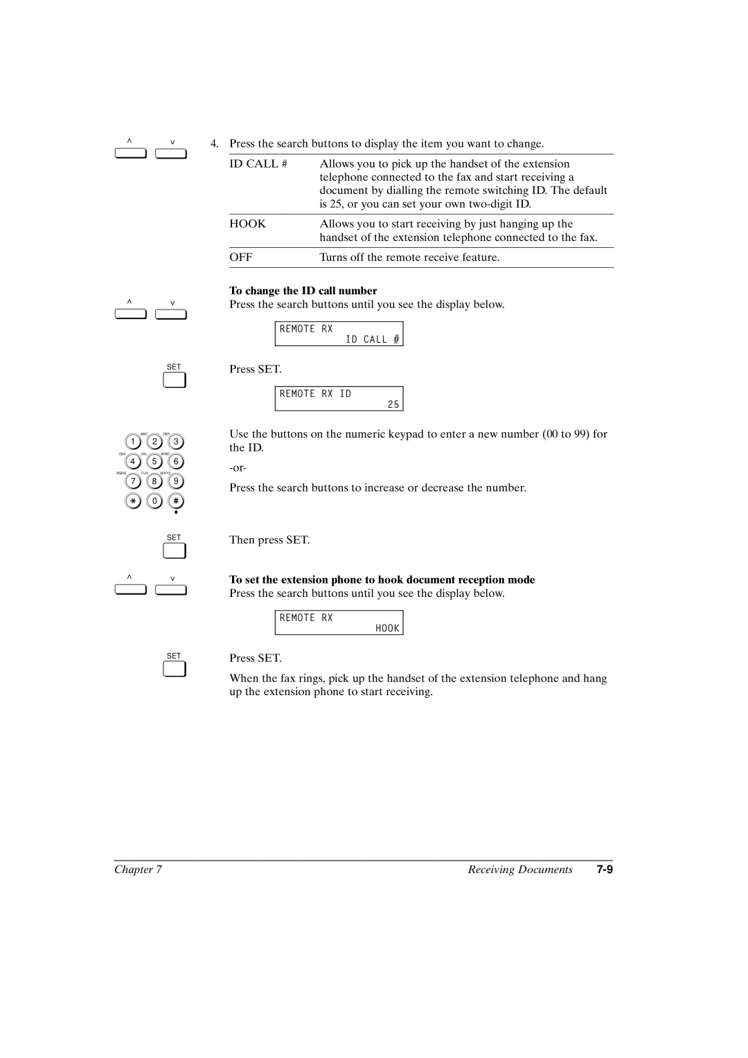 Canon FAX-L800 manual ID Call #, Hook, To change the ID call number 