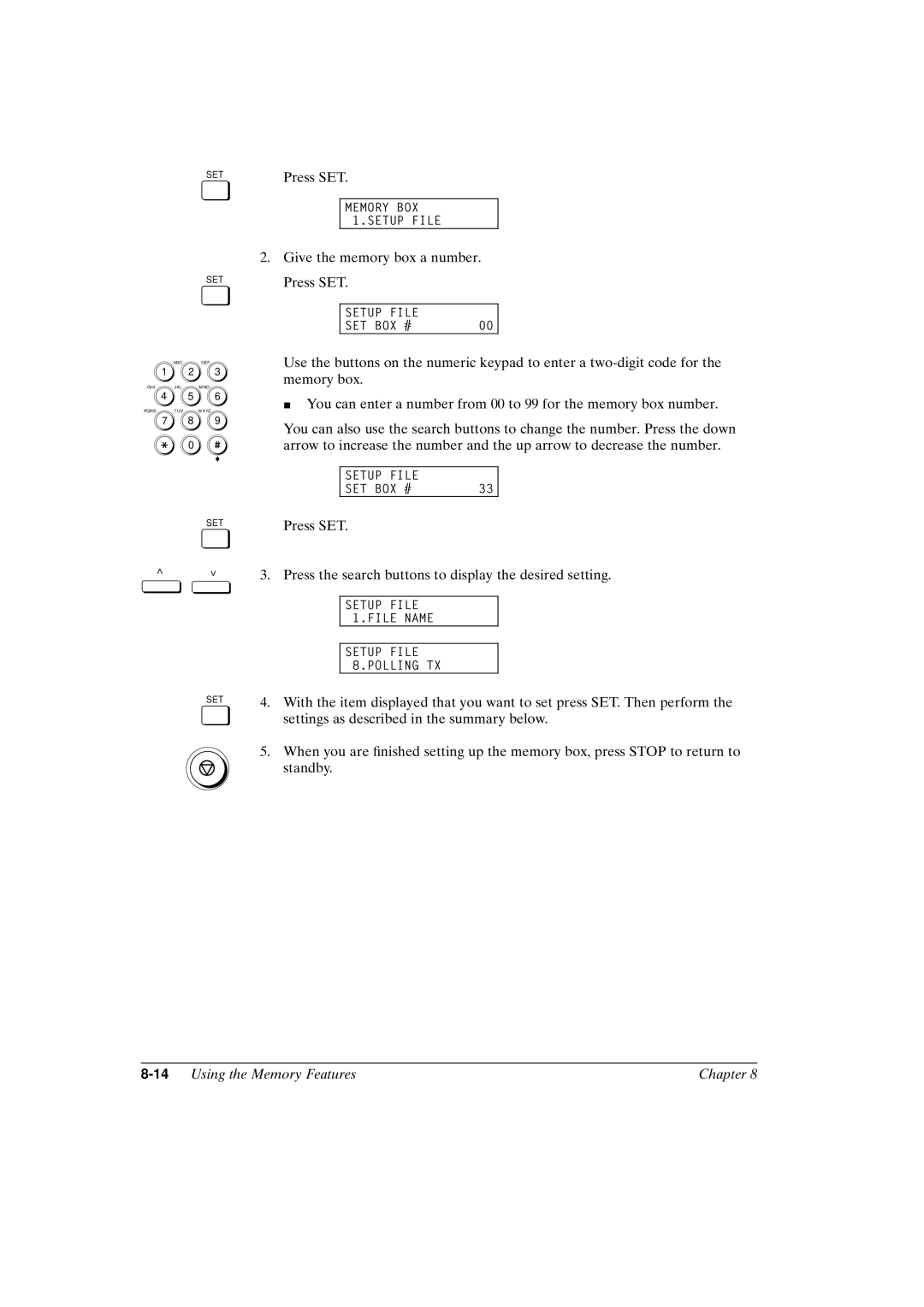 Canon FAX-L800 manual 14Using the Memory Features Chapter 