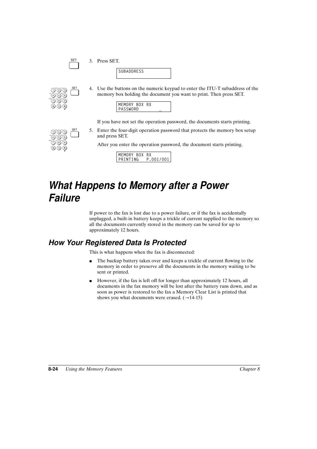 Canon FAX-L800 manual What Happens to Memory after a Power Failure, How Your Registered Data Is Protected 