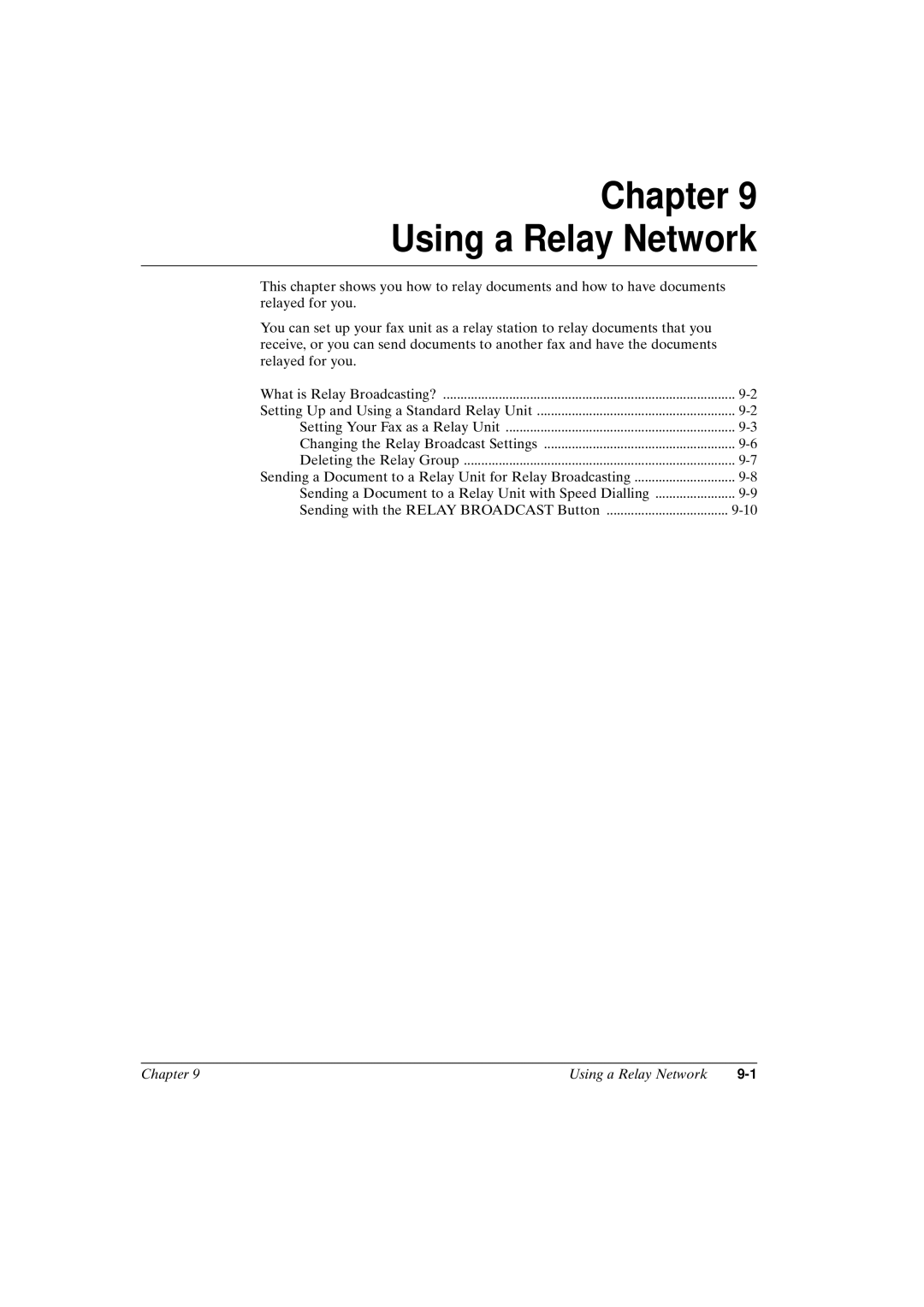 Canon FAX-L800 manual Chapter Using a Relay Network 