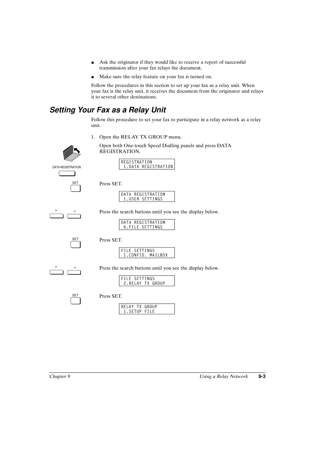 Canon FAX-L800 manual Setting Your Fax as a Relay Unit 