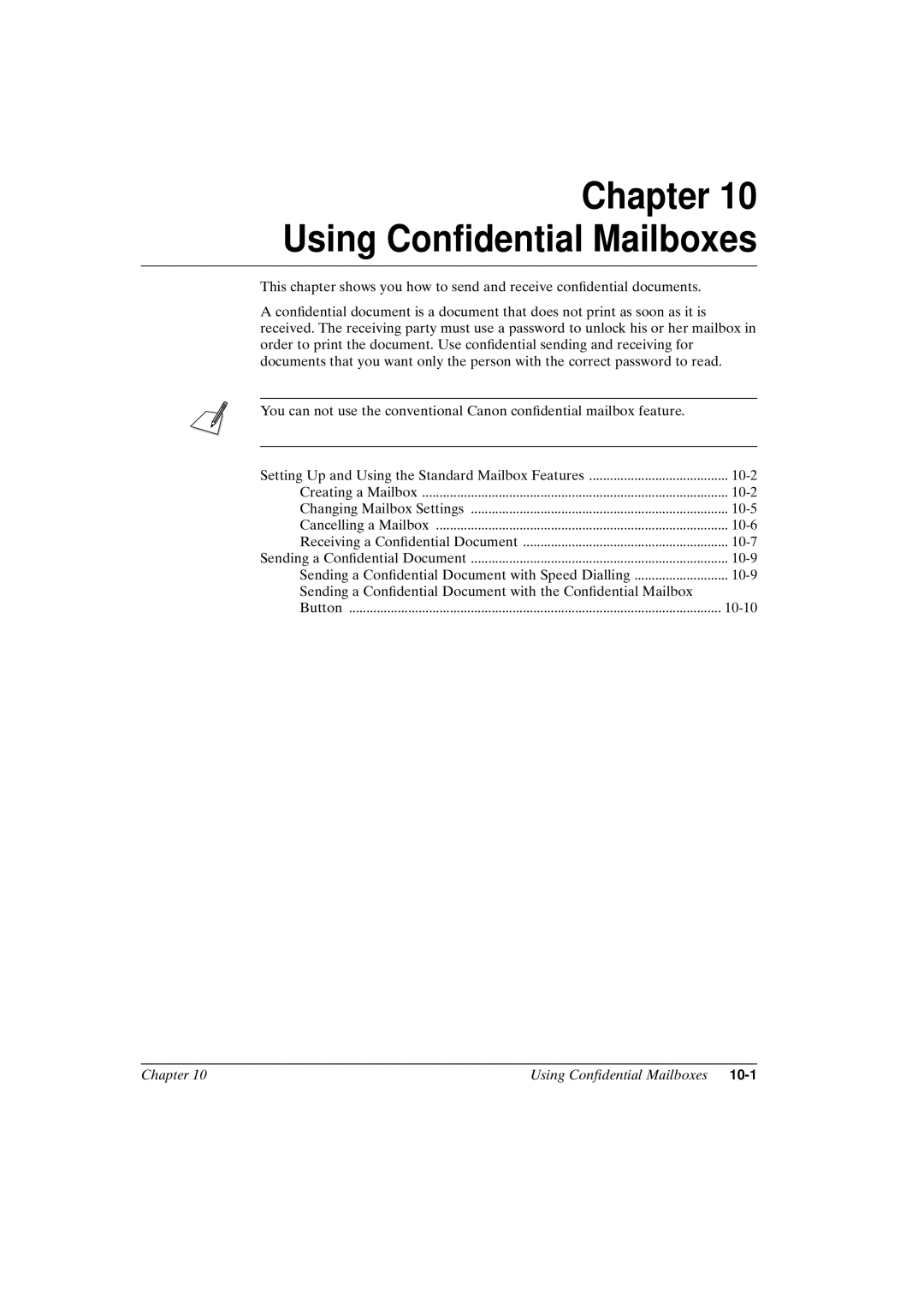 Canon FAX-L800 manual Using Condential Mailboxes 