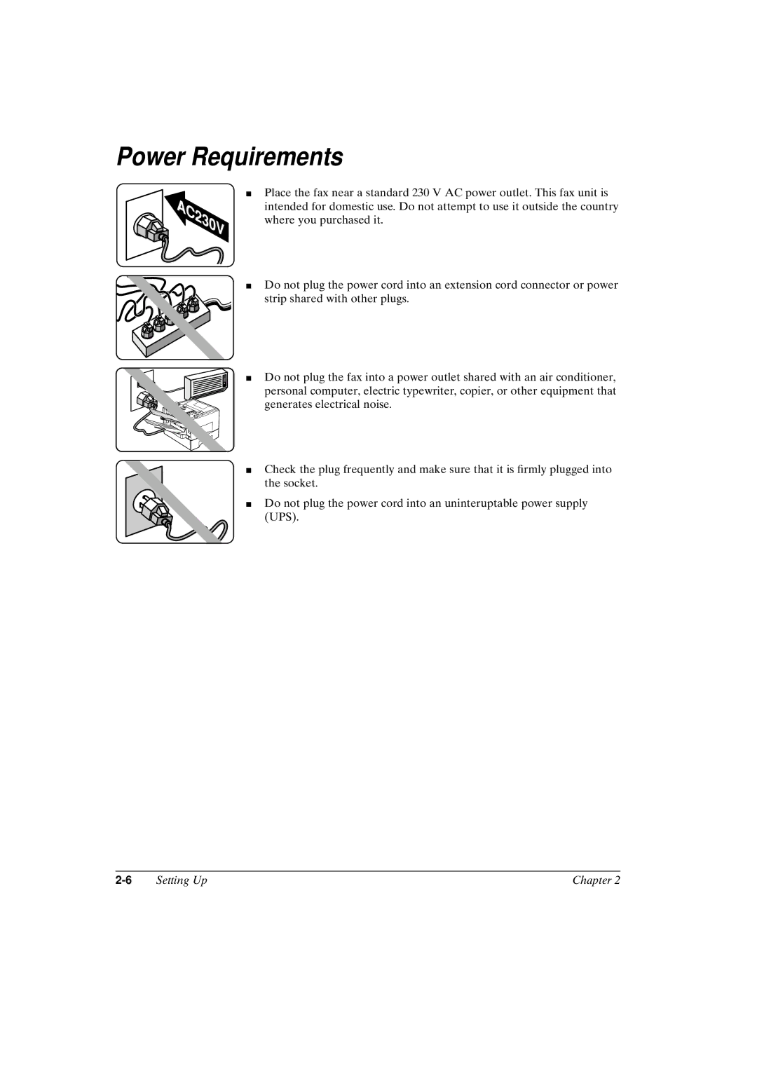 Canon FAX-L800 manual Power Requirements 