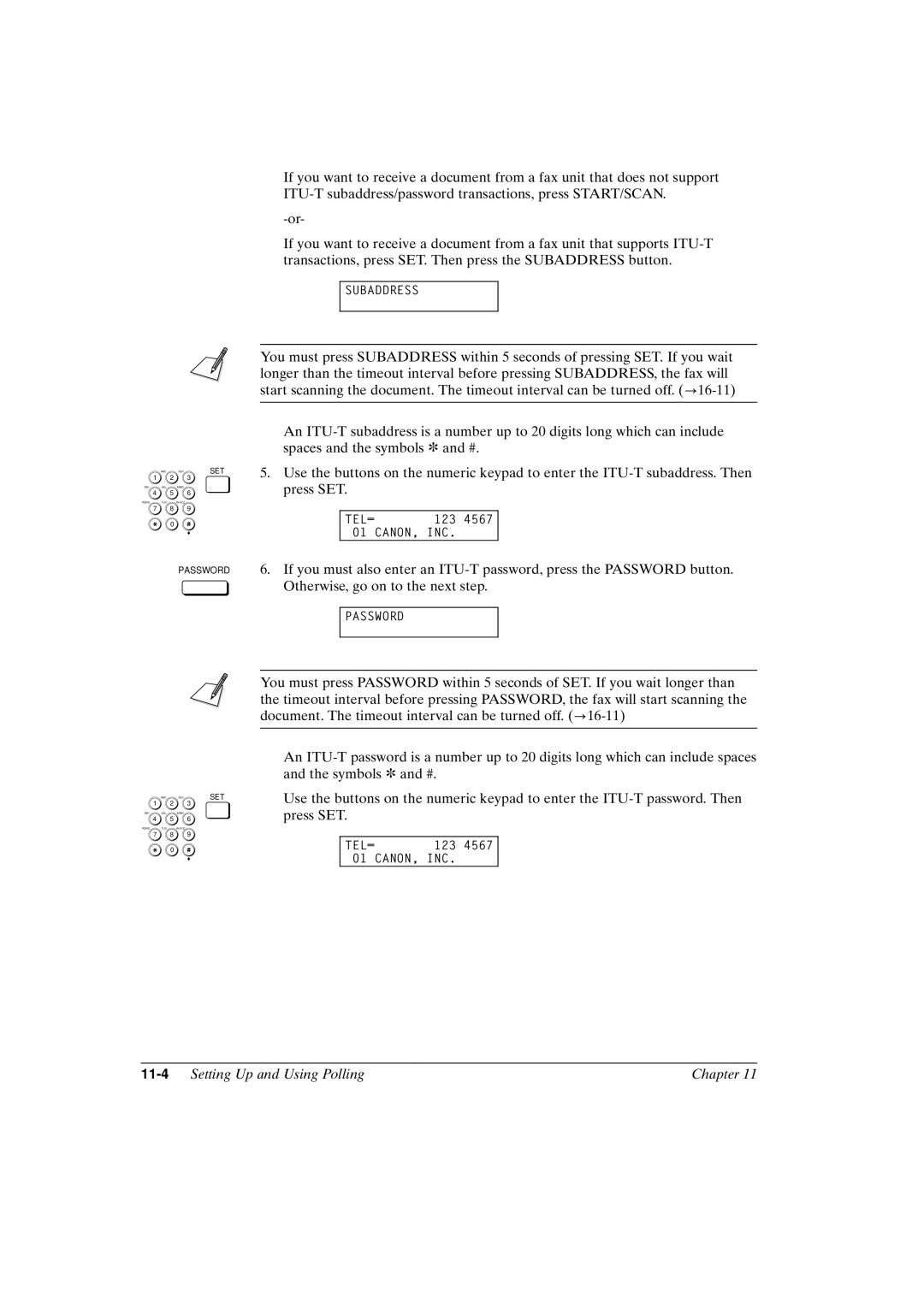 Canon FAX-L800 manual 11-4Setting Up and Using Polling Chapter 