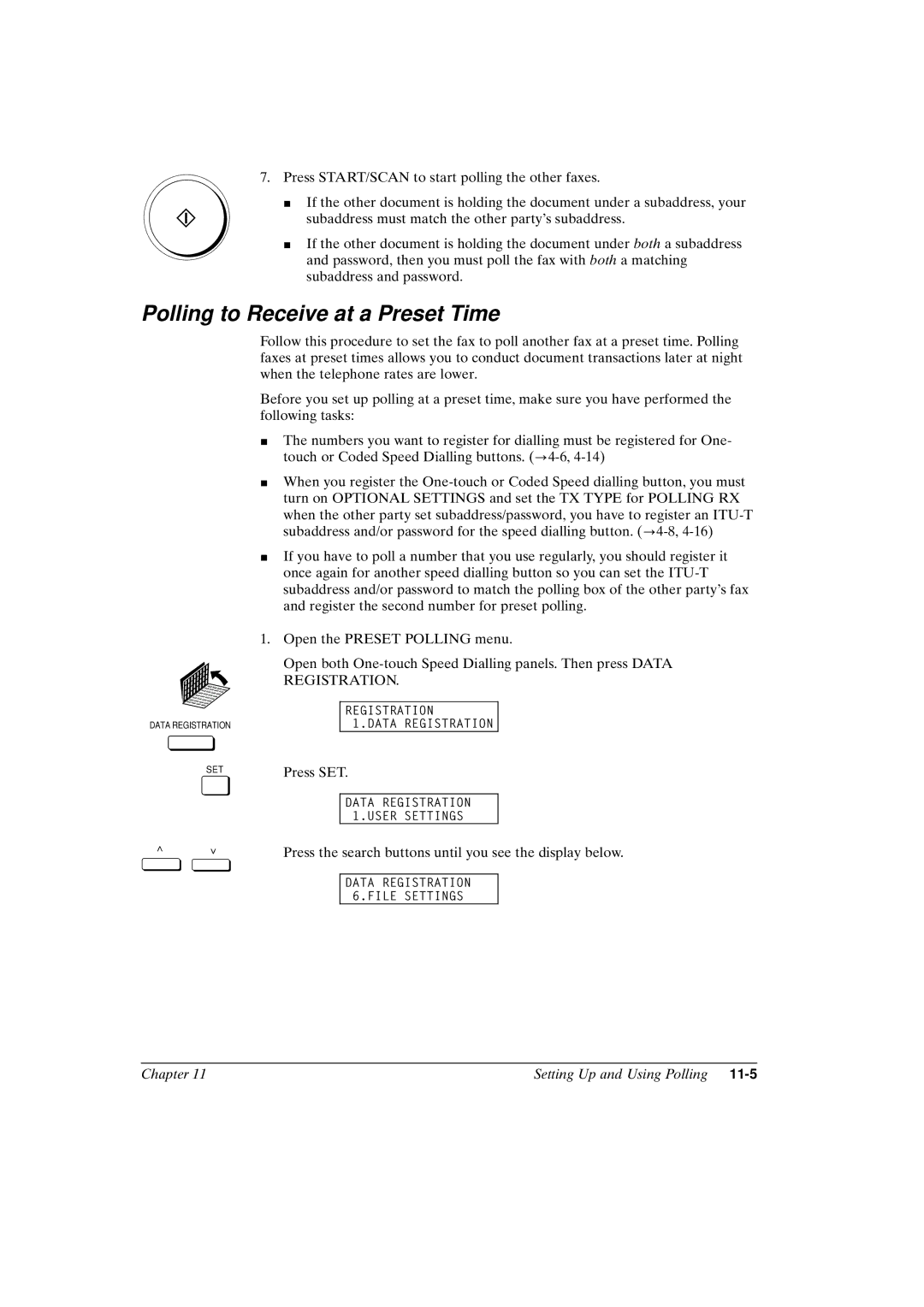 Canon FAX-L800 manual Polling to Receive at a Preset Time 