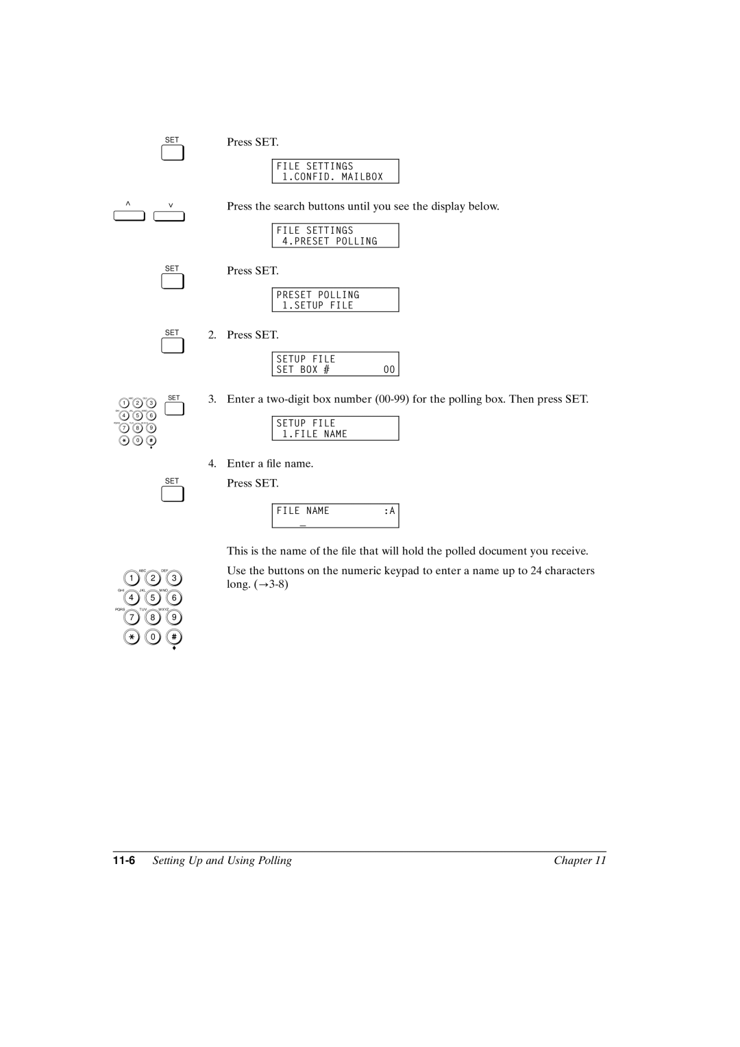 Canon FAX-L800 manual 11-6Setting Up and Using Polling Chapter 