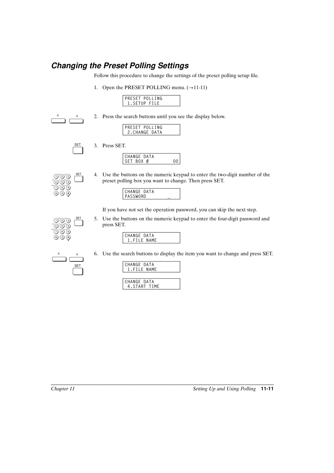 Canon FAX-L800 manual Changing the Preset Polling Settings 