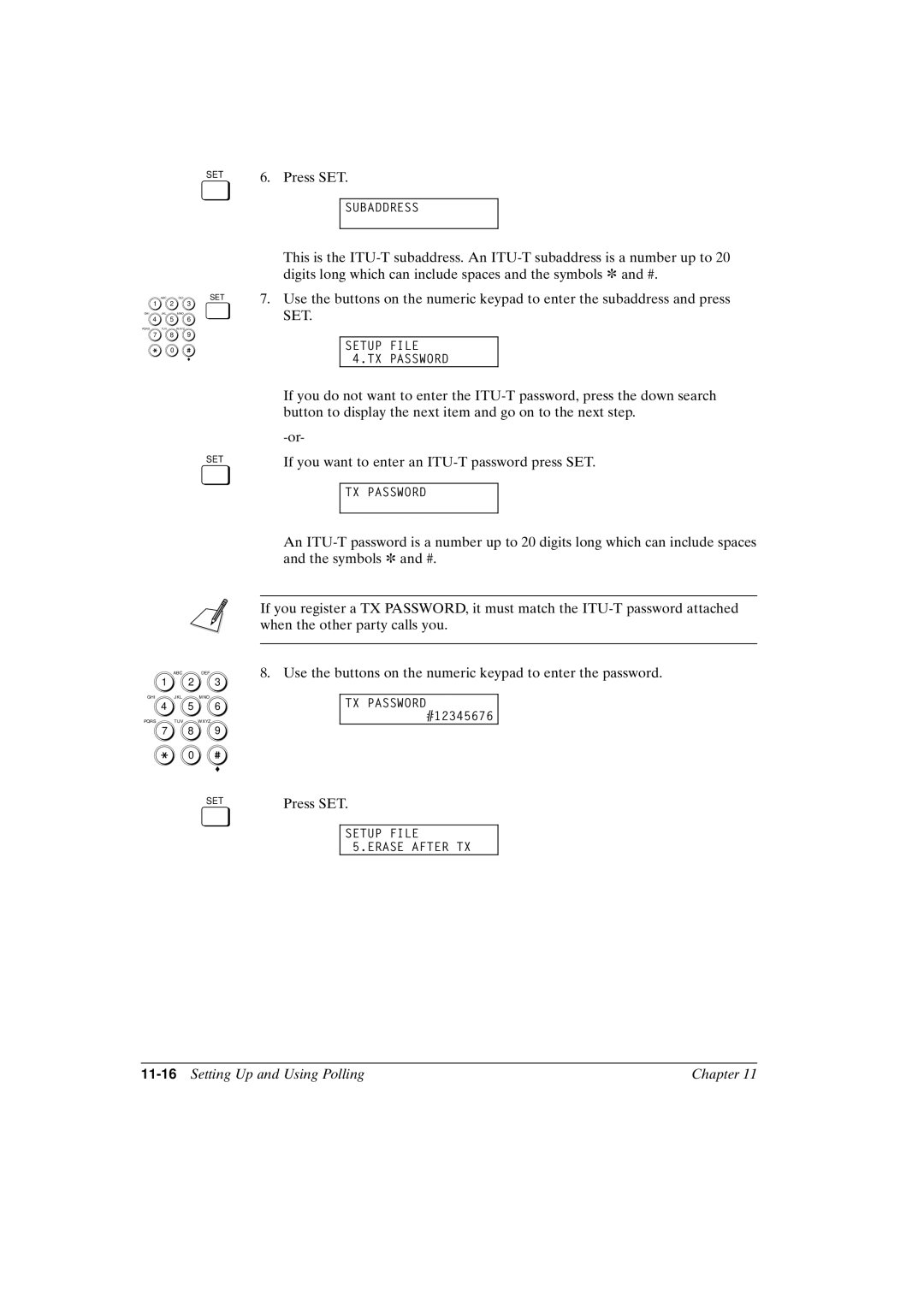 Canon FAX-L800 manual 11-16Setting Up and Using Polling Chapter 