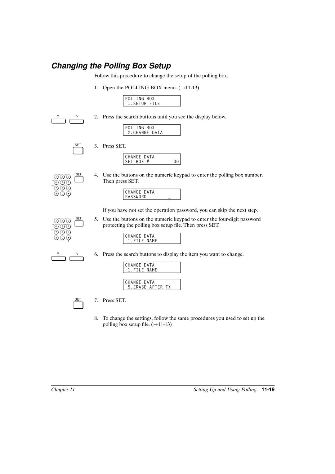 Canon FAX-L800 manual Changing the Polling Box Setup 