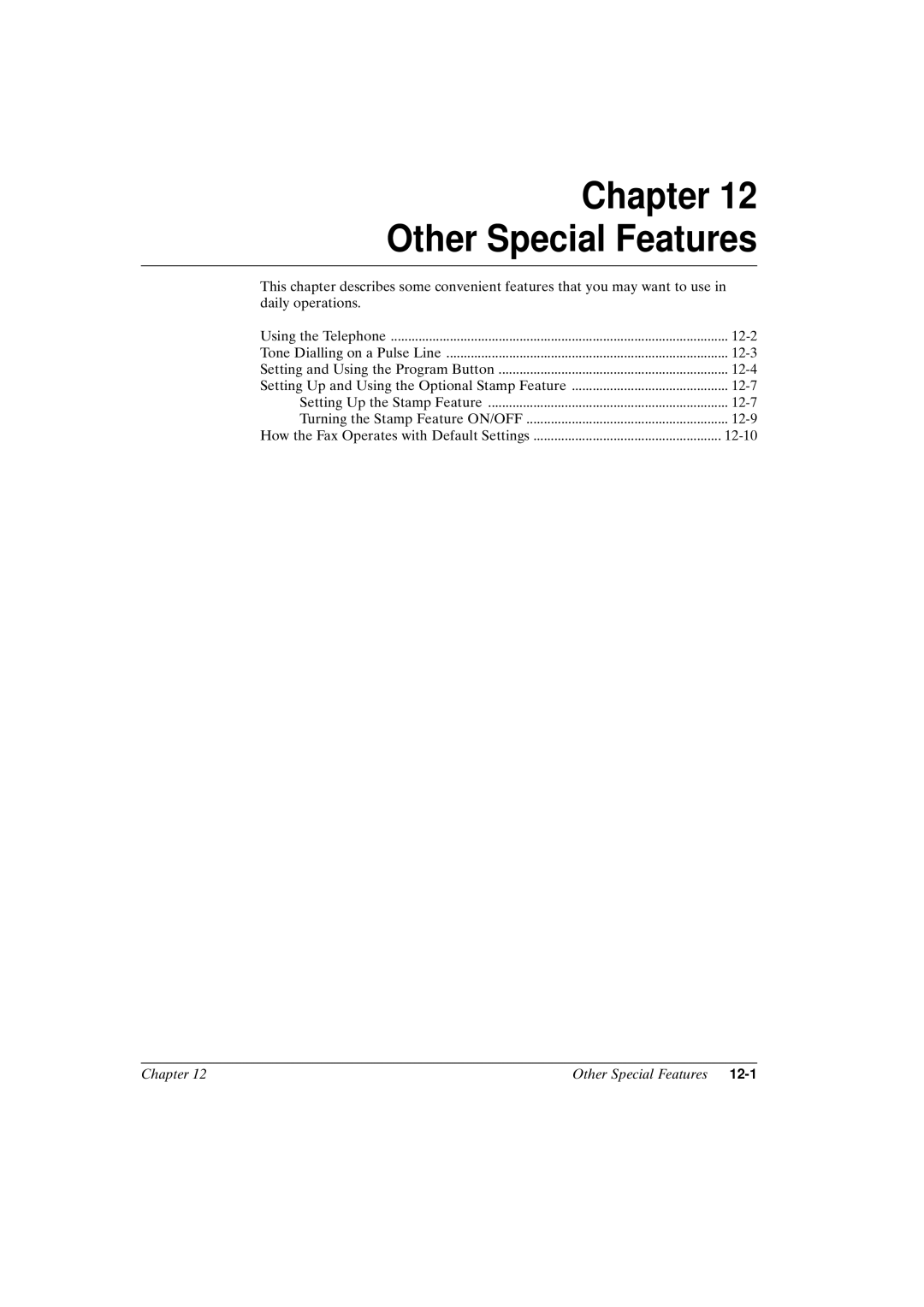 Canon FAX-L800 manual Chapter Other Special Features 