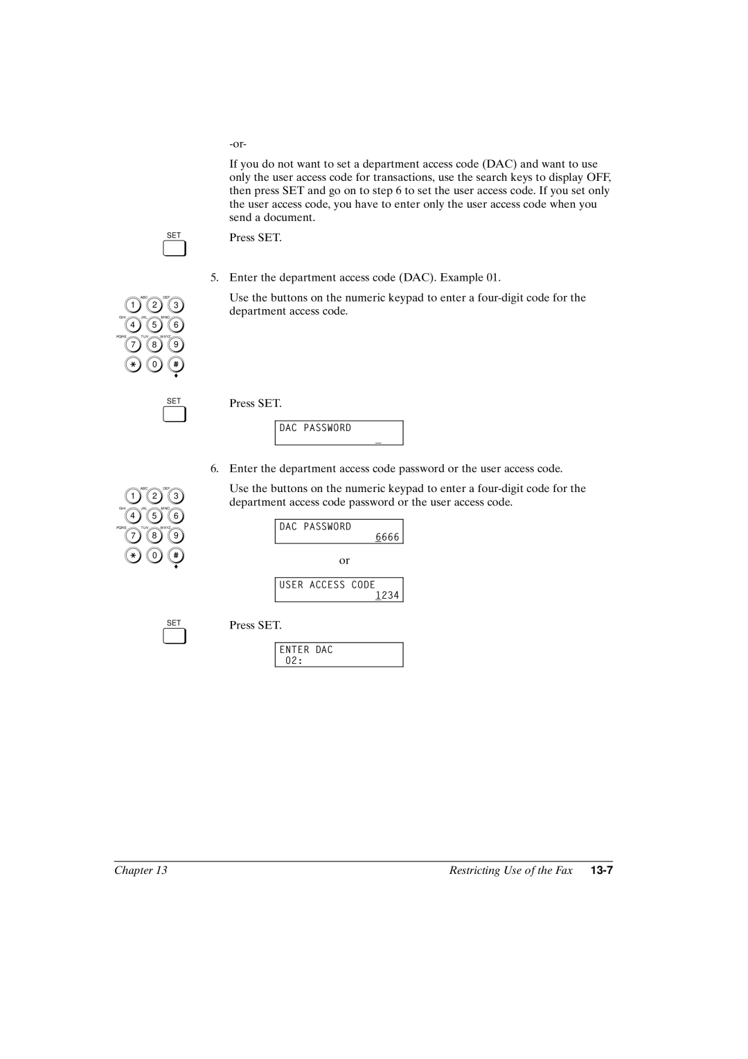 Canon FAX-L800 manual DAC Password 