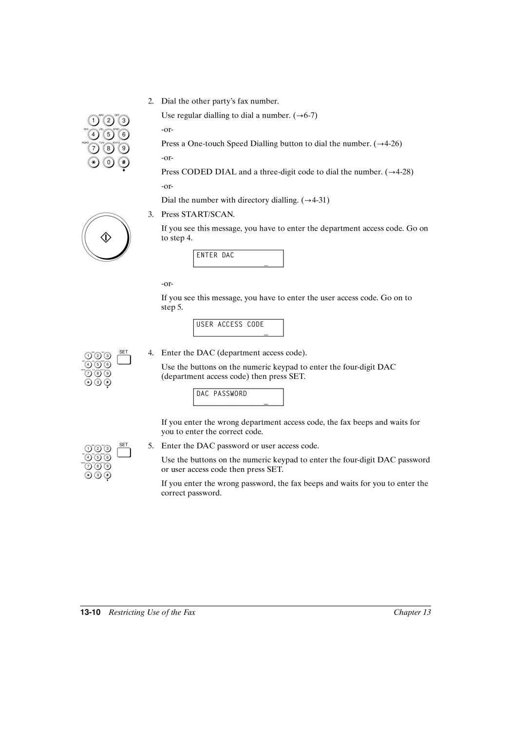 Canon FAX-L800 manual 13-10Restricting Use of the Fax Chapter 