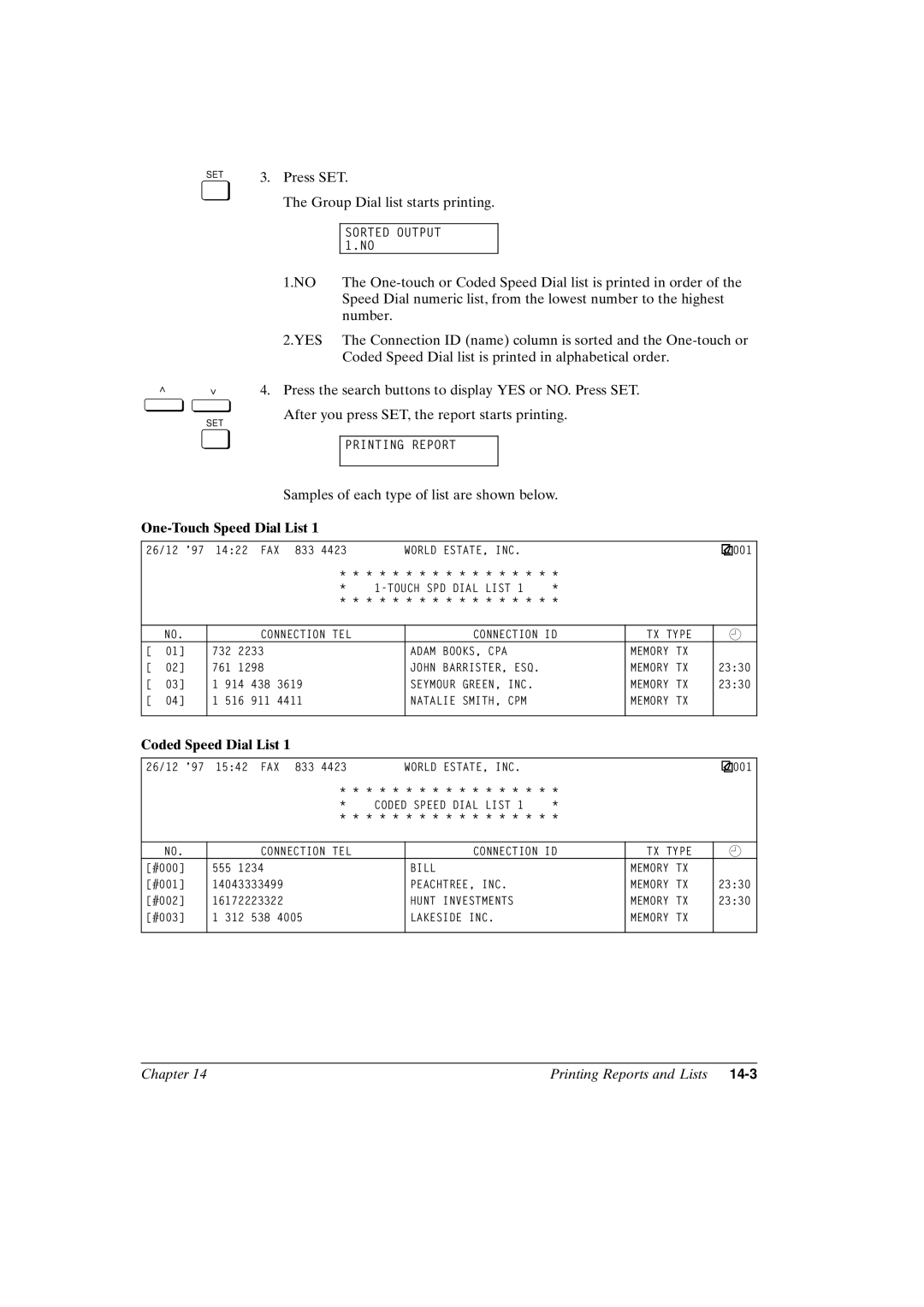 Canon FAX-L800 manual One-Touch Speed Dial List, Coded Speed Dial List 