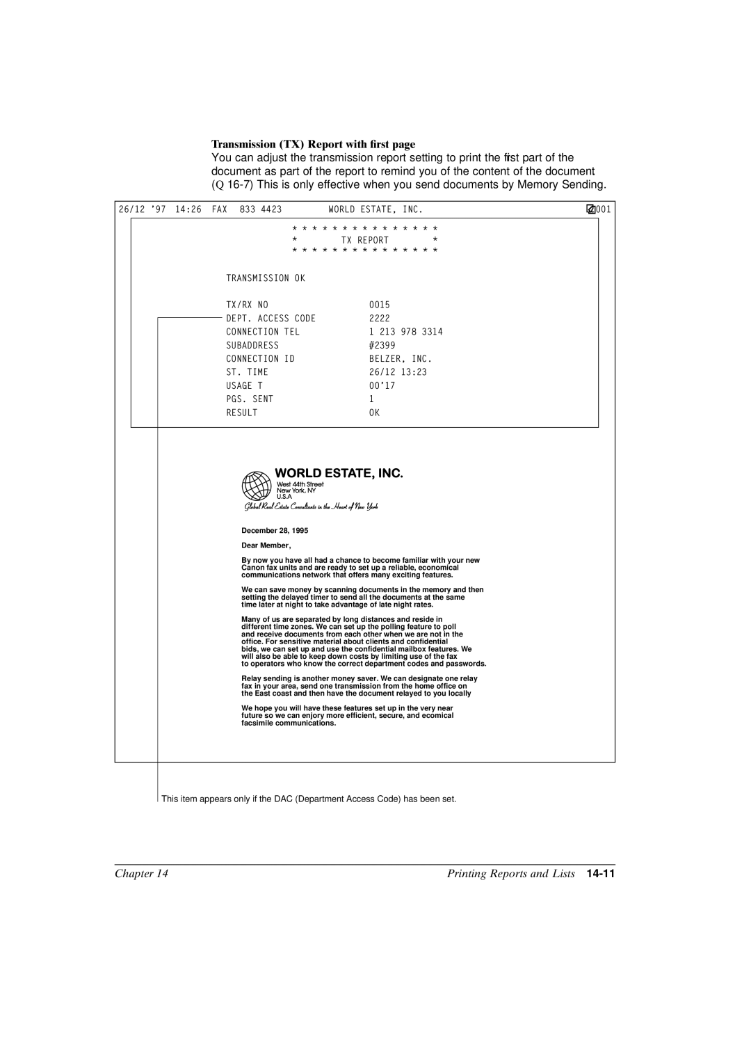 Canon FAX-L800 manual Transmission TX Report with rst 