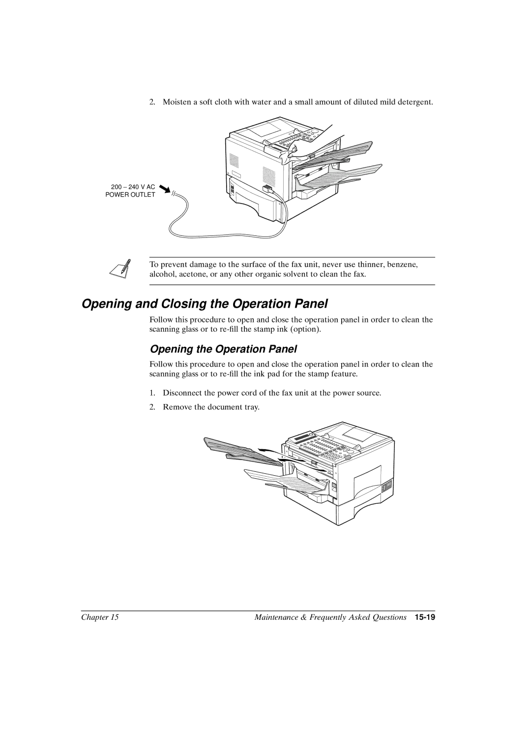 Canon FAX-L800 manual Opening and Closing the Operation Panel, Opening the Operation Panel 