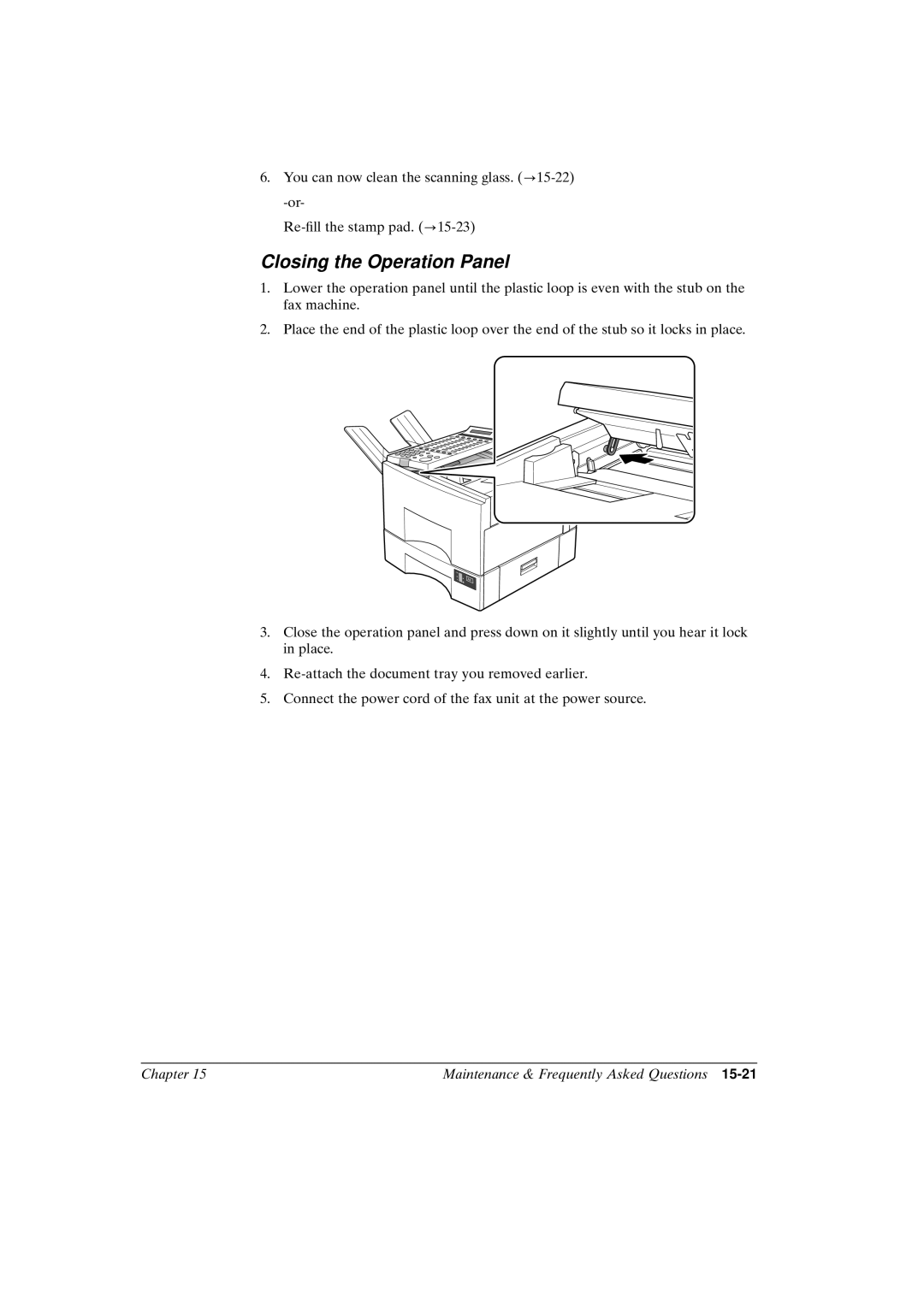 Canon FAX-L800 manual Closing the Operation Panel 