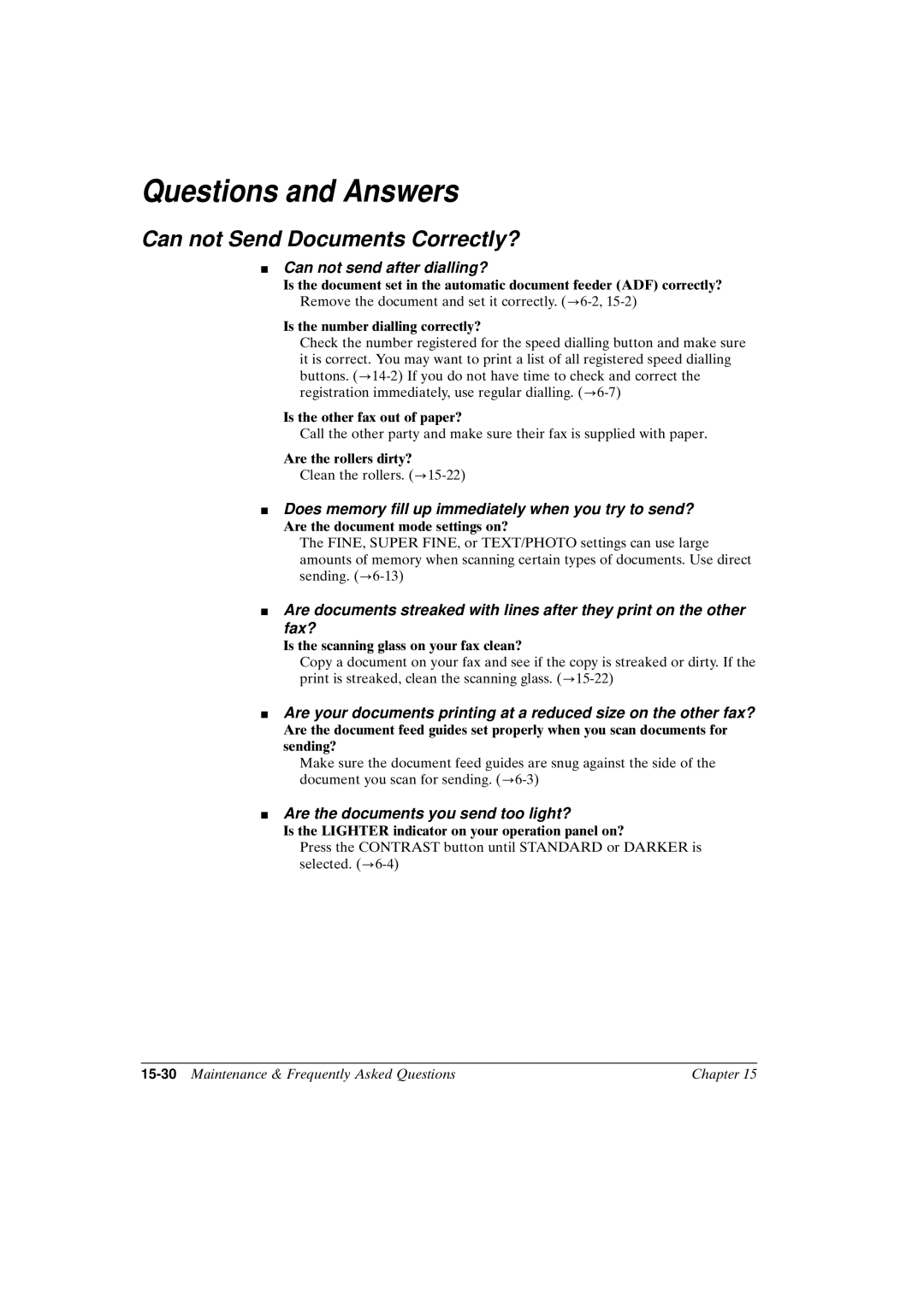 Canon FAX-L800 manual Questions and Answers, Can not Send Documents Correctly? 