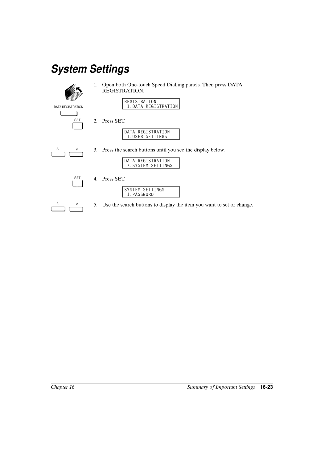 Canon FAX-L800 manual System Settings 