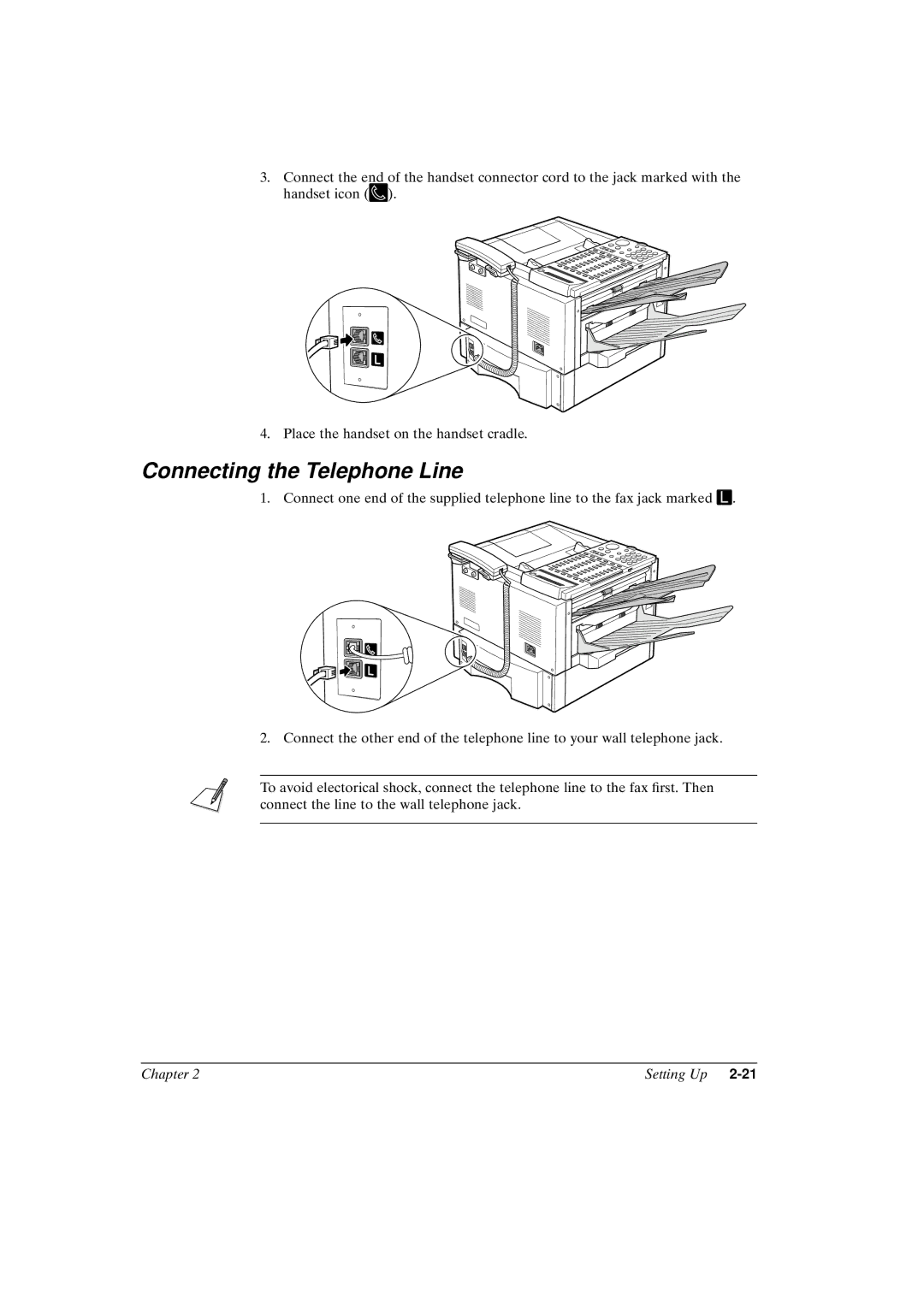 Canon FAX-L800 manual Connecting the Telephone Line 