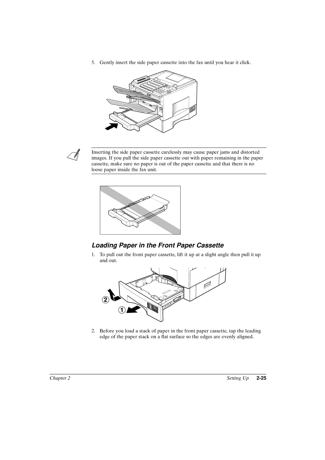 Canon FAX-L800 manual Loading Paper in the Front Paper Cassette 