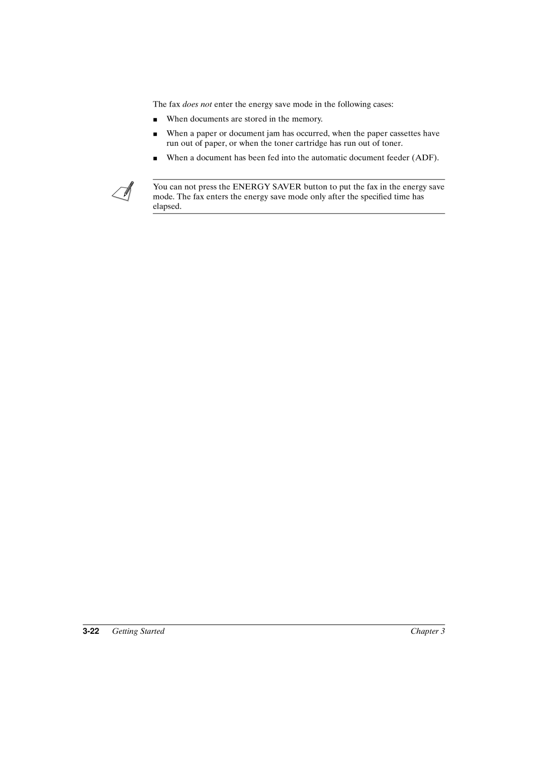 Canon FAX-L800 manual 22Getting Started Chapter 