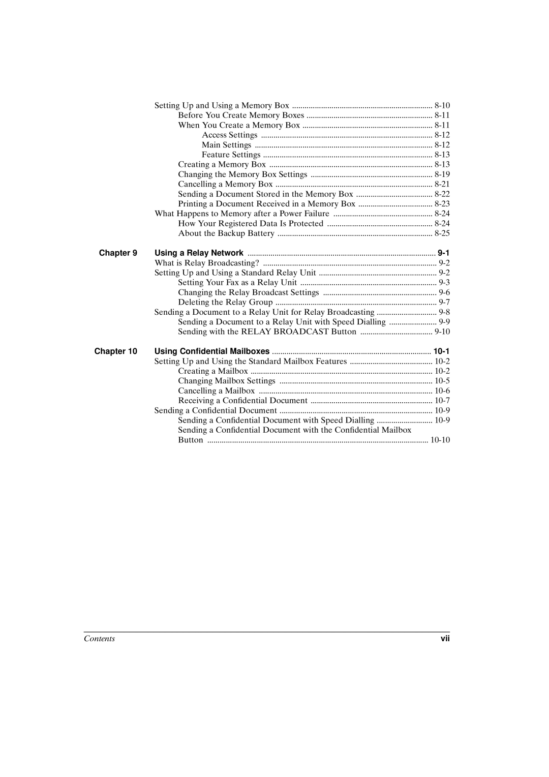 Canon FAX-L800 manual Vii 