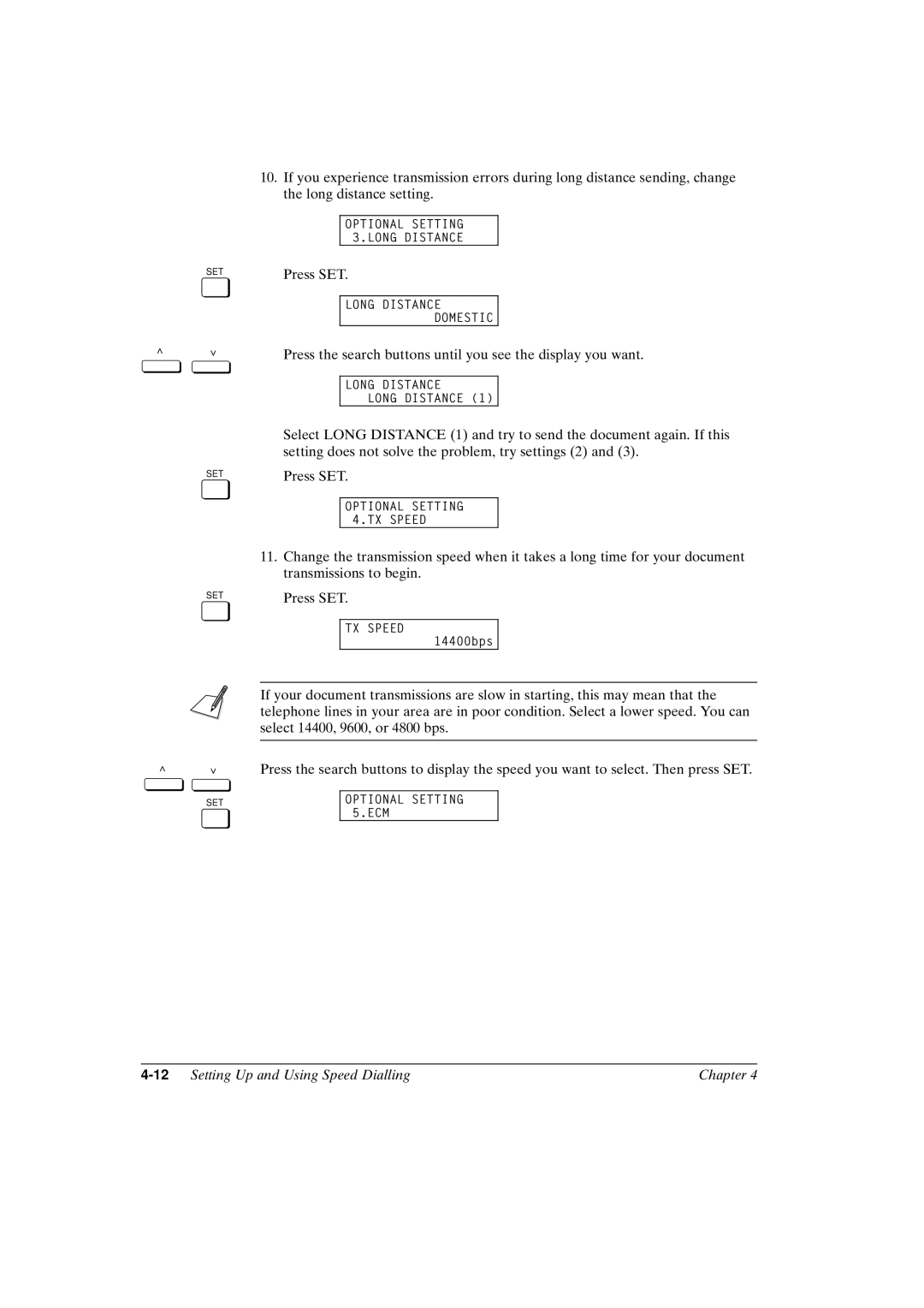 Canon FAX-L800 manual 12Setting Up and Using Speed Dialling Chapter 