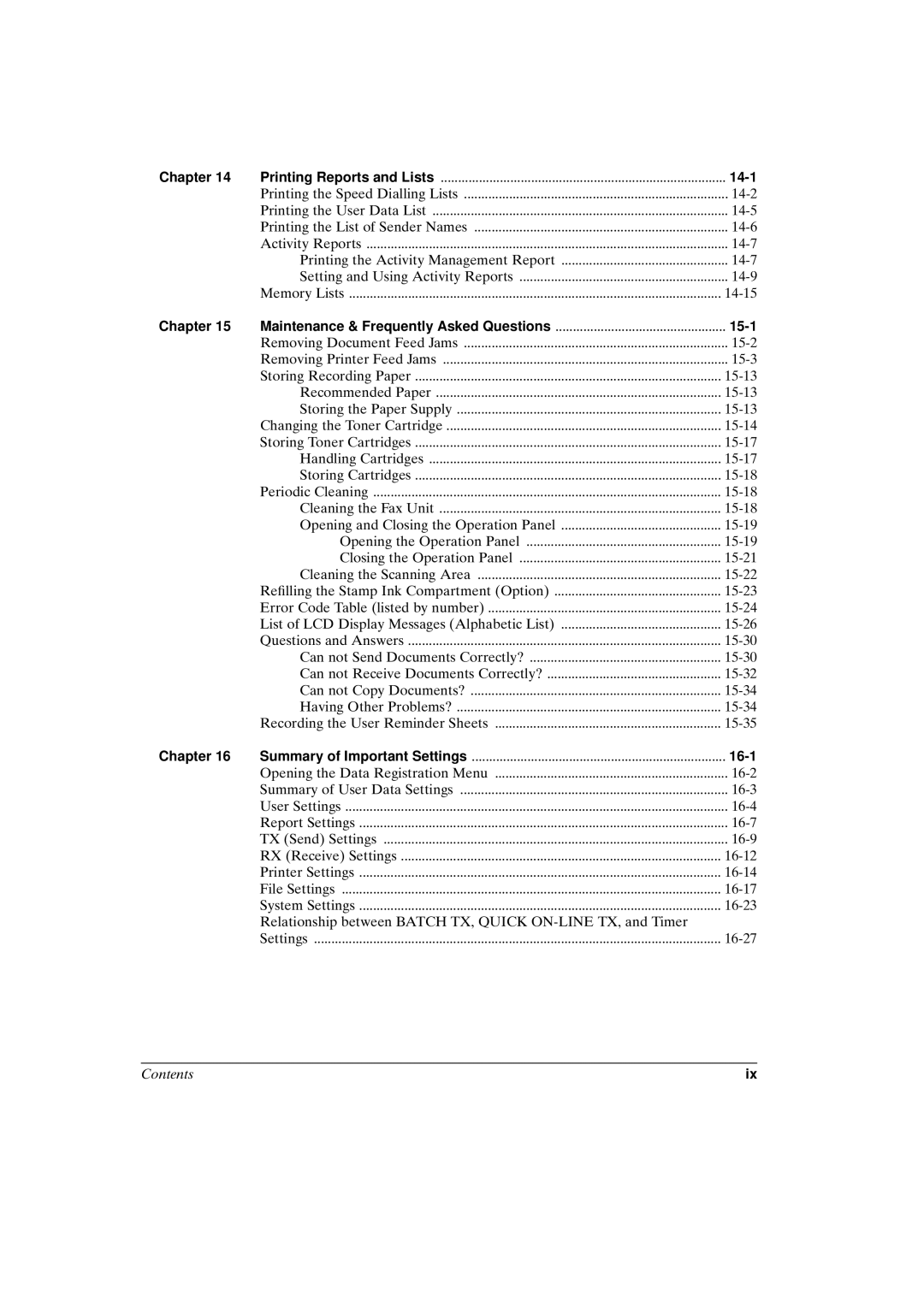 Canon FAX-L800 manual 14-1 