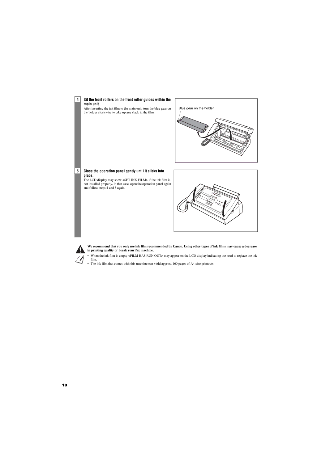 Canon FAX-TT250 manual Close the operation panel gently until it clicks into place 