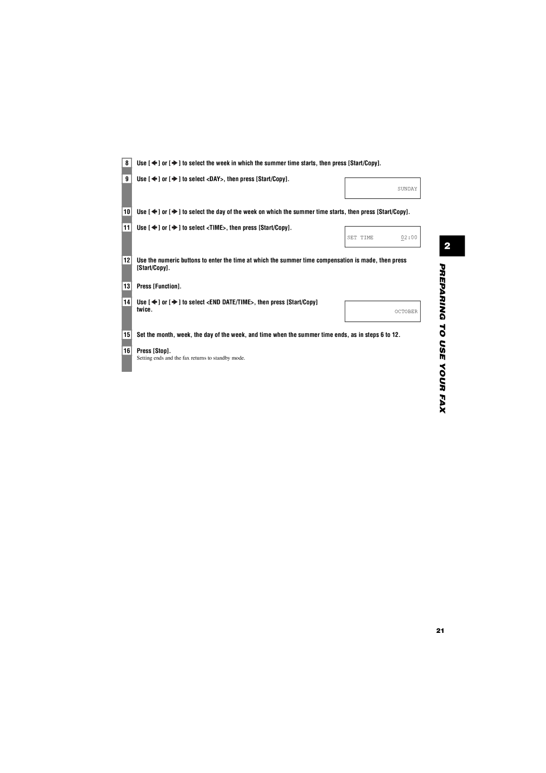 Canon FAX-TT250 manual Use or to select TIME, then press Start/Copy 