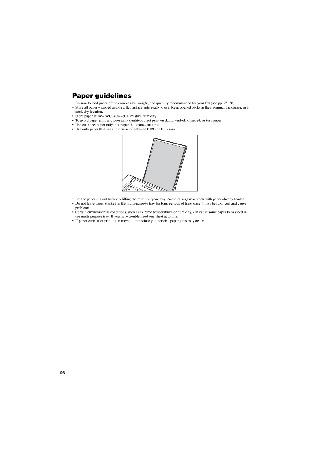 Canon FAX-TT250 manual Paper guidelines 