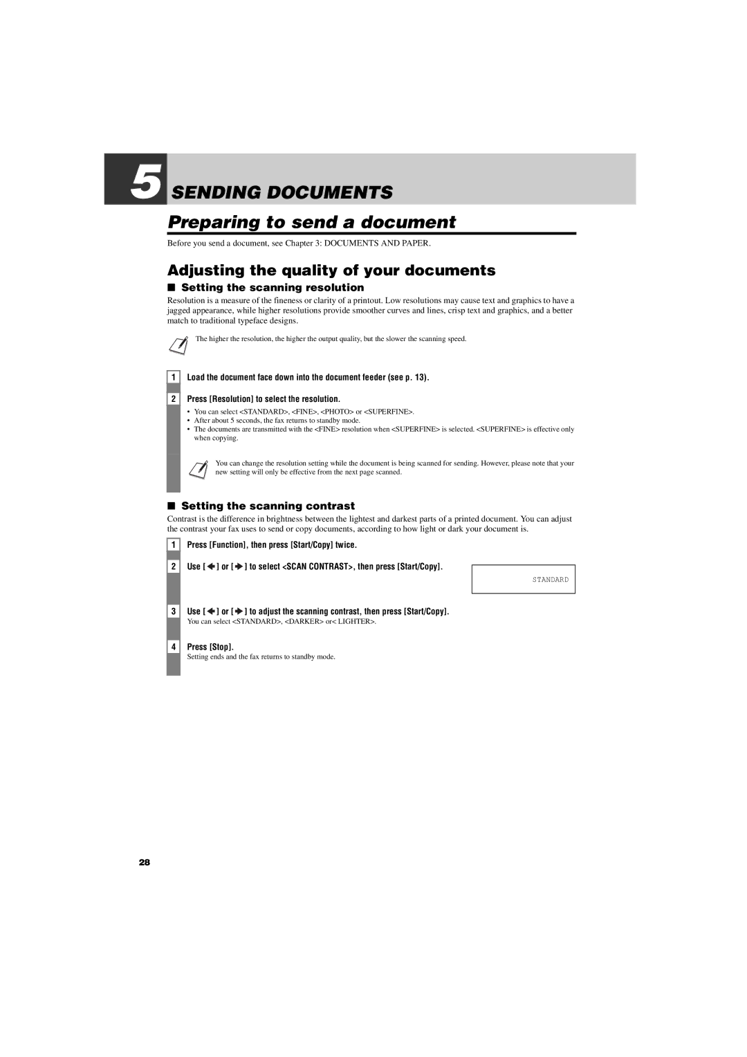 Canon FAX-TT250 manual Sending Documents, Preparing to send a document, Adjusting the quality of your documents 