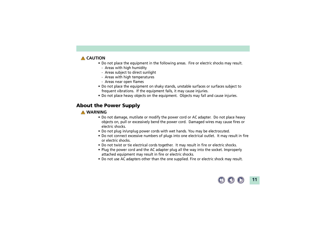 Canon FB1200S manual About the Power Supply 