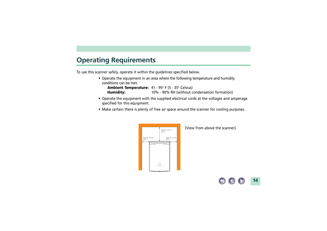 Canon FB1200S manual Operating Requirements 