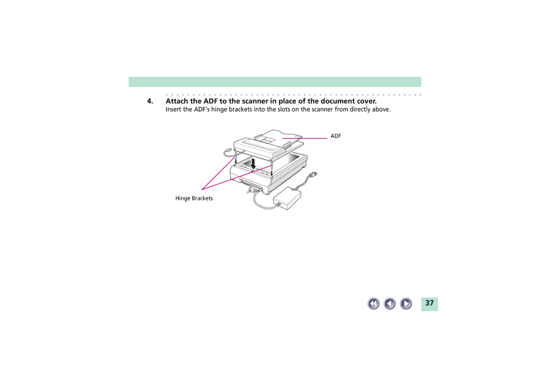 Canon FB1200S manual Attach the ADF to the scanner in place of the document cover 